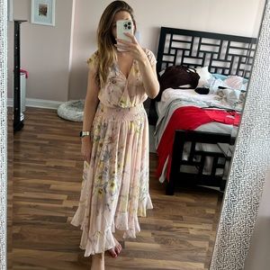 H&M Blush Floral flowy boho maxi dress